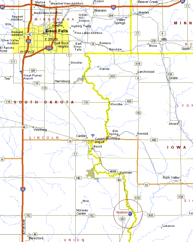 Map of the Hudson area